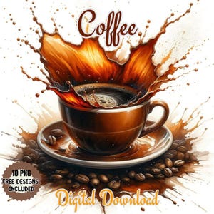 Clipart di caffè dell'acquerello, clipart di bevande al caffè, amante del caffè PNG. Espresso Latte, Americano, Cappuccino, Pausa Caffè. ArteLatte. Barista