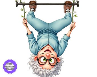 Funny Grandma Clipart: Enthusiastic Watercolor PNG Images (Digital Download)