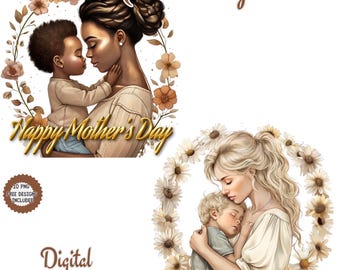Mother's Day Clipart Bundle: Floral Family PNG Graphics (Digital Download)