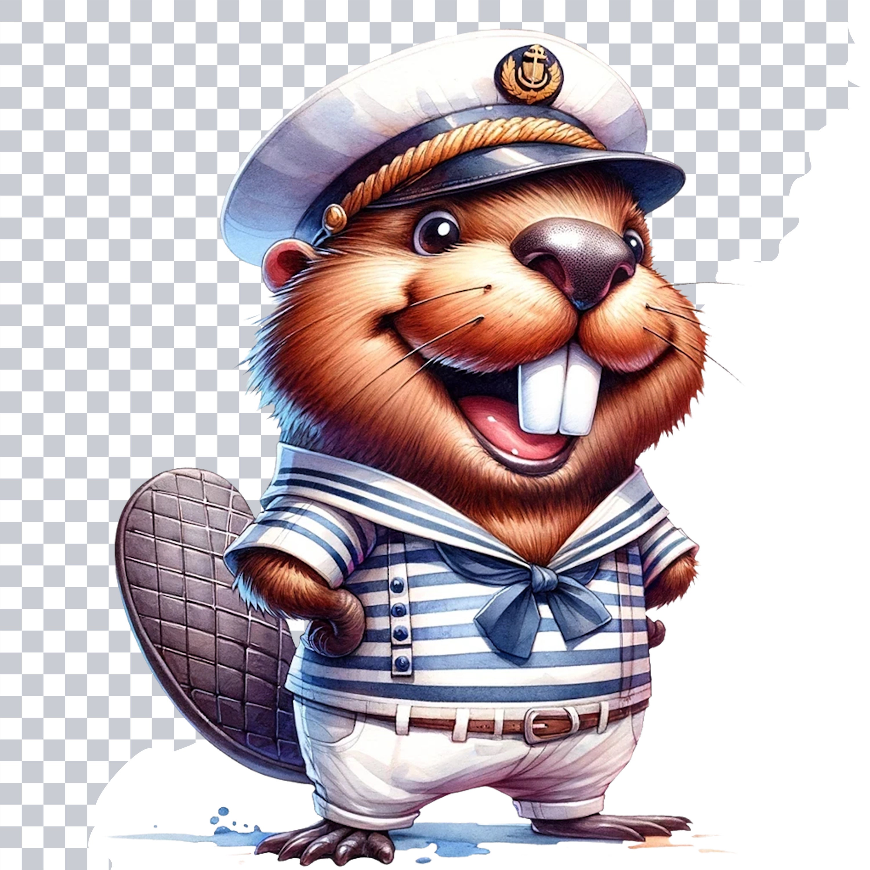 水彩ビーバーのクリップアート：愛らしい動物アート（デジタル