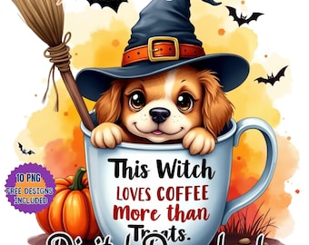 Watercolor Halloween Clipart: Animals, Ghost, Skeleton (PNG Digital Download)