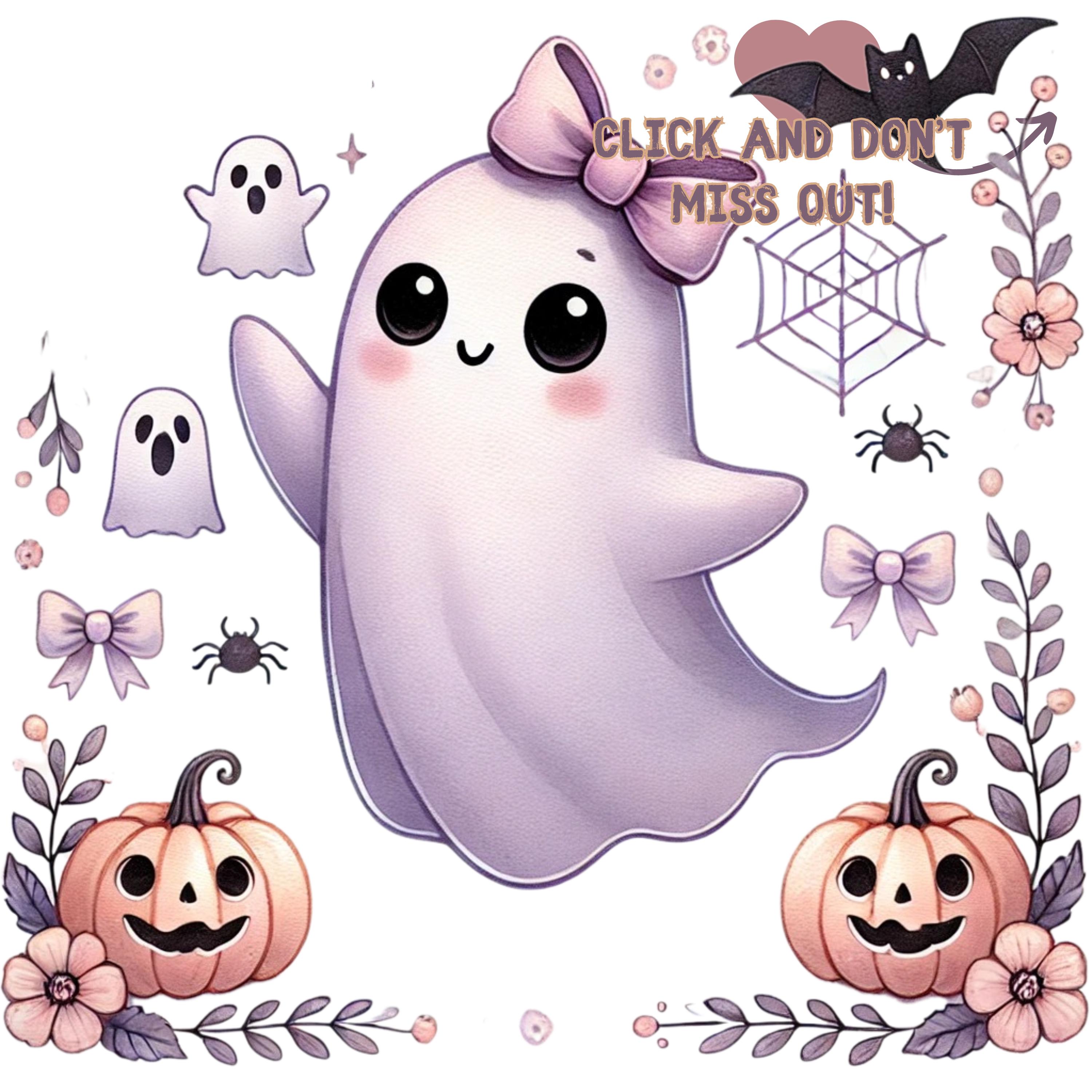 Watercolor Ghost Clipart Bundle, Pastel Halloween PNG (digital Download ...