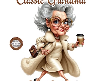 Elegant Grandma Clipart Bundle, Fashionable Women PNG (Digital Download)