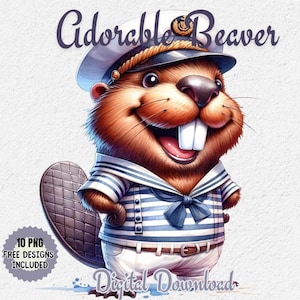 Beaver Clipart , Adorable Watercolor Beaver Clipart , 4 High-Quality Images , Beaver Theme Art , Woodland Decor, Nursery Art, Animal Clipart