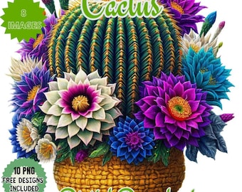 Watercolor Cactus Clipart: Desert Floral PNG Bundle (Digital Download)