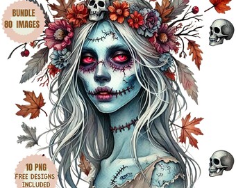 Halloween Clipart Bundle, Gruselige Grafiken (PNG & JPG)