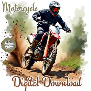 Clipart acquerello moto PNG. Clipart motocross e moto da cross. Moto da enduro. Arte murale moto sportiva. PNG di alta qualità. Sport d'avventura.