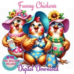 Acuarela divertida lindo pollo clipart, sublimación de pollo divertido, pollito clipart png, pollos en la playa, crema bronceadora y bebidas imágenes png