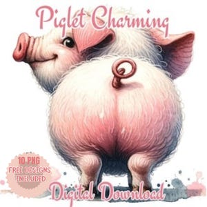 Cerdo Clipart PNG, Clip Art de cola rizada y esponjosa, Animal de granja de cerdito lindo en acuarela, Imprimible, Cerdito bebé lindo en colores pastel, Fabricación de tarjetas DIY