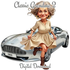 Elegant Grandma Clipart Bundle: Fashionable Elderly Women PNG (Digital Download)