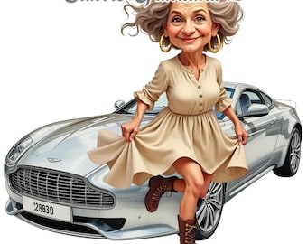 Elegant Grandma Clipart Bundle: Fashionable Elderly Women PNG (Digital Download)