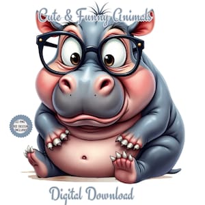 Quirky Animal Clipart Bundle Png. Słodkie, zabawne Animal Clipart. Cartoon Animals Png. Quirky Farm Illustration. Crazy Animal Clipart Watercolor