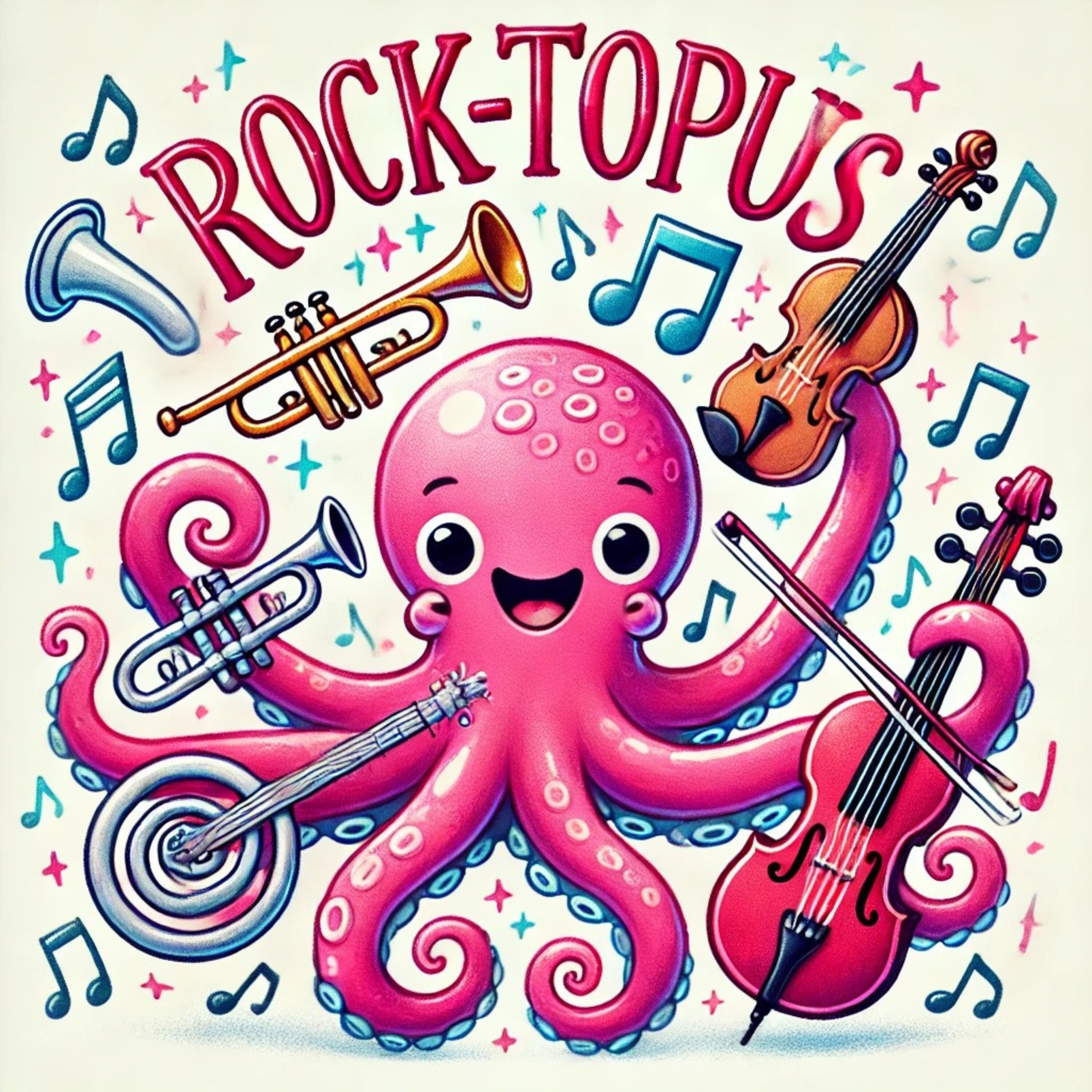 Octopus Musical Instruments 8 High-quality Rocktopus Watercolor Clipart. Vivid Octopus Underwater ...