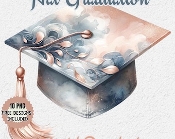 Aquarell Abschluss Hut Clipart: DIY Graduierung Caps Design (digitaler Download)