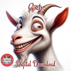 Clipart mignon et drôle de chèvre, lot de cliparts humoristiques de chèvre, Images de haute qualité, Art des animaux de la ferme, produits imprimables, chèvre de la ferme PNG, usage Commercial.