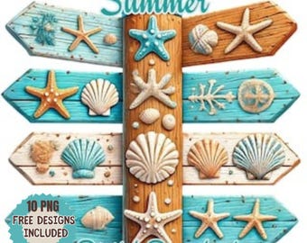 Watercolor Summer Clipart: Nautical Beach Vacation Graphics (PNG, JPG, PDF)