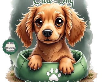 Watercolor Longhair Dachshund Puppy Clipart: Cream Dog PNG (Digital Download)