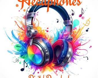 Watercolor Vibrant Music Headphone Clipart, Colorful Headphone Printables, High-Quality Designs, Music Art, Headphone Multicolor Wall Decor