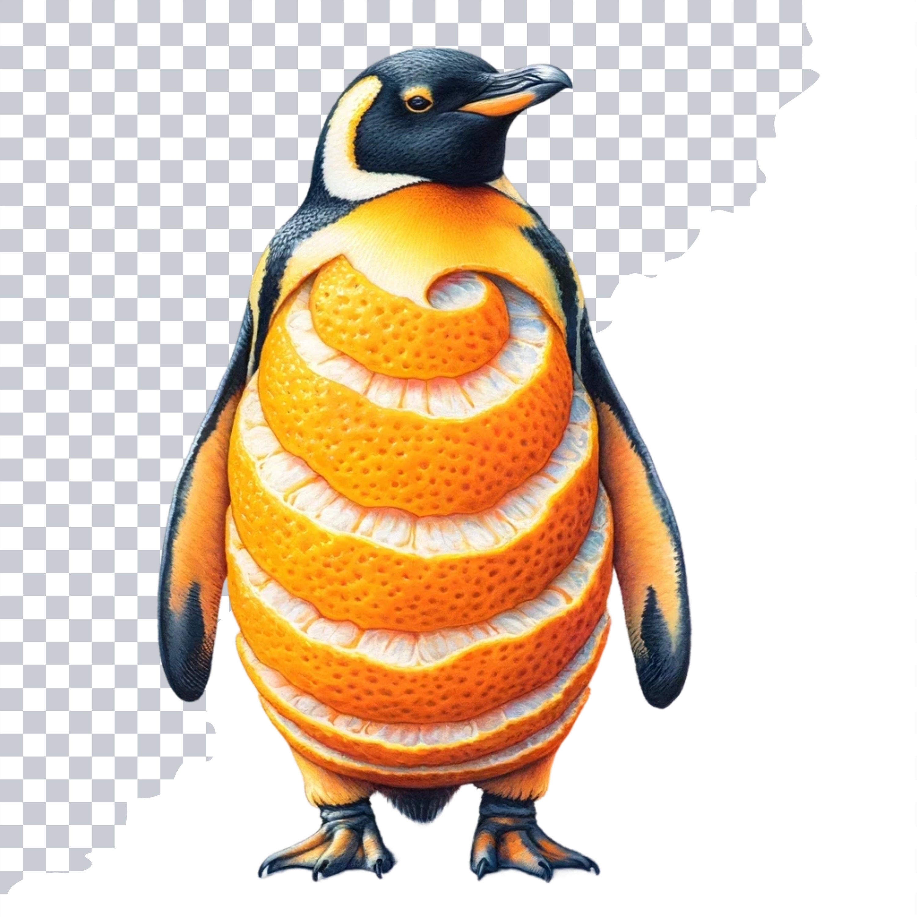 Penguin Orange Fusion Clipart, Arctic Animal Art (digital Download