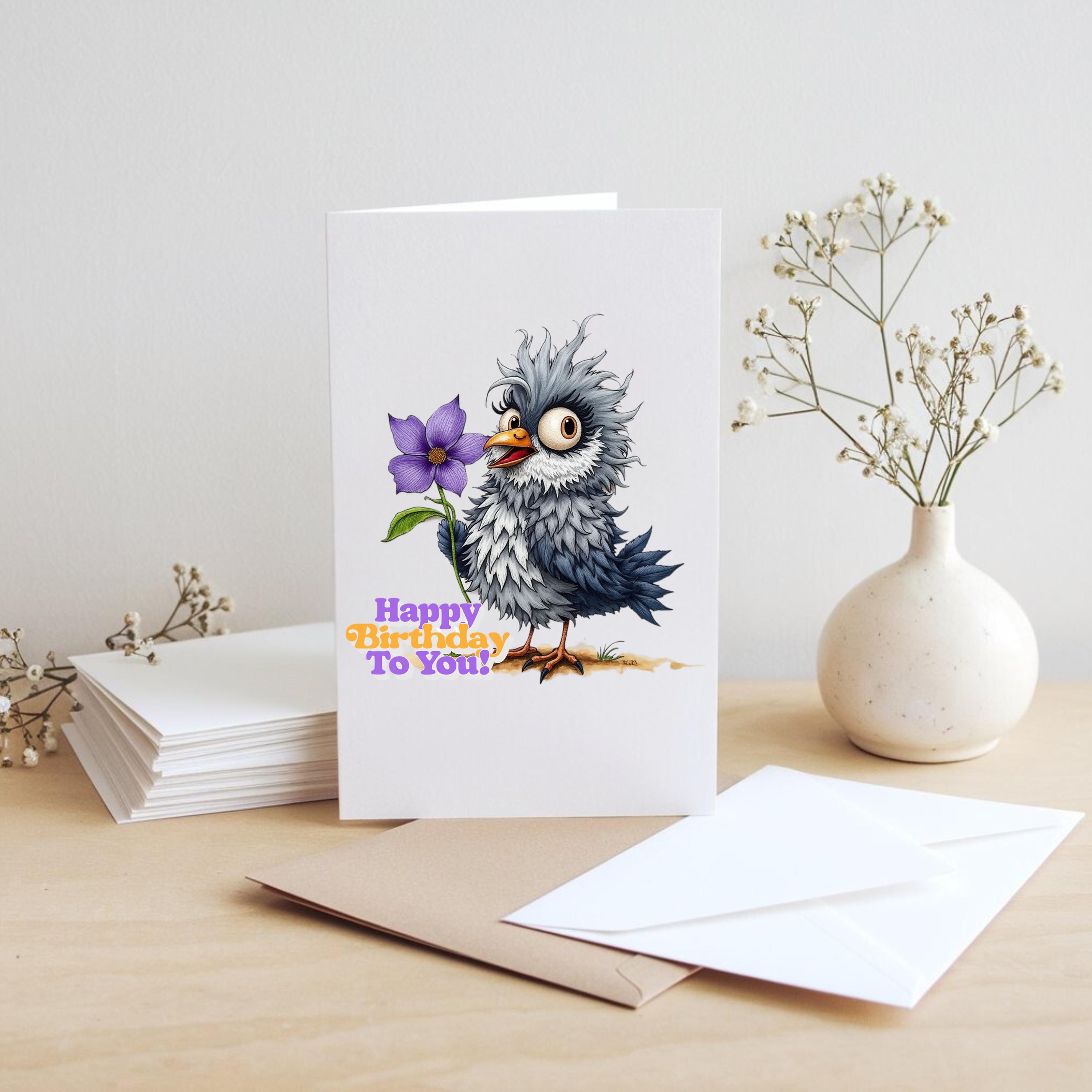 Wee Blue Coo Reiher Vogel Aquarell Geburtstagskarte – 17,5 X 12,5 Cm – Mit Umschlag, Innen Blank
