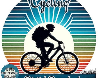 Sunset Cyclist Clipart: Watercolor Cycling PNG (Digital Download)
