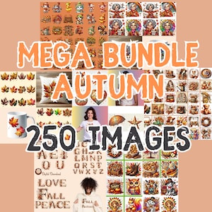 Watercolor Autumn Clipart Bundle. Cozy Autumn, Fall Clip Art. Rustic Autumn Graphics. 250 Autumn Images PNG, Autumn Leaves Fall Woman & Leaf