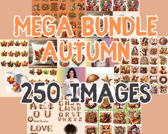 Watercolor Autumn Clipart Bundle: 250 Fall Images (PNG) (Digital Download)