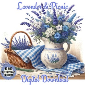 Fioletowe Kwiaty Bukiet Clipart, Fioletowe Kwiaty Obrazy, Lawenda Grafiki, Kwiatowy Kosz Na Pranie Ilustracja, Lawenda W Doniczce Clipart Png Jpg