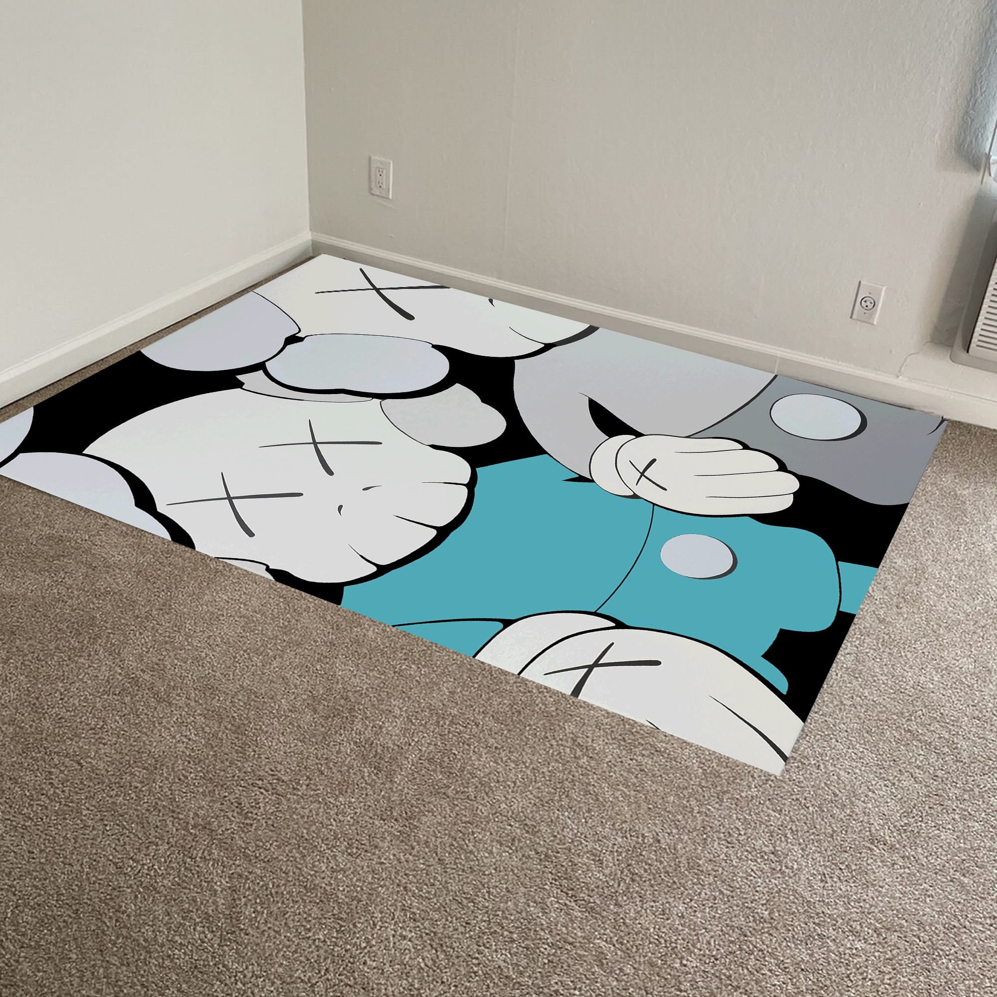 KAWS Pink and Gray Rughypebeastuniquesneaker Room Rug Kaws Etsy