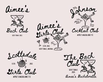 Custom Girls Club Bachelorette Party Logo, Scottsdale Bachelorette Logo, Bachelorette PNG, Girls Weekend Logo, Canva Templates, Martini's
