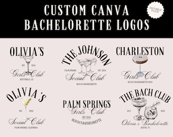 6 Editable Girls Club Bachelorette Party Logo Pack | Canva Templates | Customizable Graphics for Invites, Merch, Web | Bachelorette Logo
