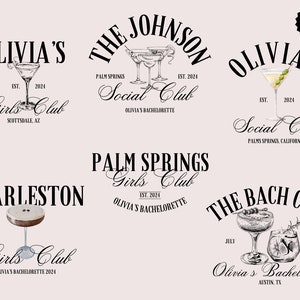 Custom Girls Club Bachelorette Party Logo, Charleston Bachelorette Logo, Bachelorette PNG, Girls Weekend Logo, Canva Templates, Martini's