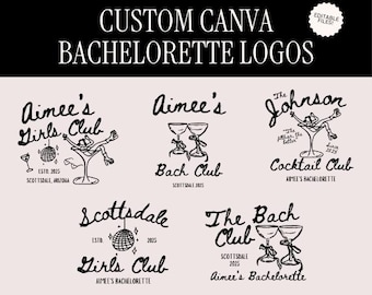 Custom Girls Club Bachelorette Party Logo, Scottsdale Bachelorette Logo, Bachelorette PNG, Girls Weekend Logo, Canva Templates, Martini's