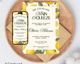 Main Squeeze Bridal Shower Invitation Template | Editable Canva Template | Instant Download | Elegant Bridal Shower | Custom Invitation