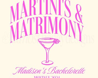 Martini's & Matrimony Bachelorette Logo, Martini SVG, Custom Bachelorette Logo, Girls Club Logo, Custom Martini Logo, Girls Weekend Graphic