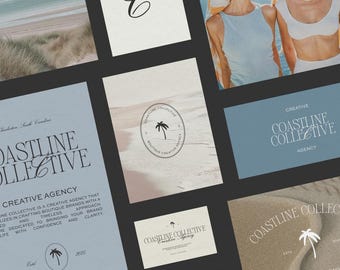 Elegant, Luxury Semi Custom Brand Kit with Coastal Vibes | Premade Logo & Branding Identity Kit for Small Businesses | Semi-Custom Brand Kit