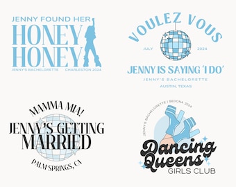 Custom &#39;Mamma Mia&#39; Themed Bachelorette Logos, Dancing Queens Bachelorette Logo, Bachelorette PNG, Girls Weekend Logo, Canva Templates