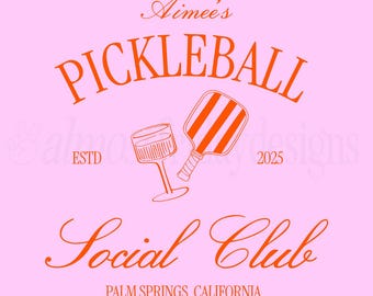 Pickleball Social Club Custom Logo, Custom Bachelorette Logo, Bachelorette SVG Logo, Pickleball Logo, Social Club Logo, Bright Custom Logo