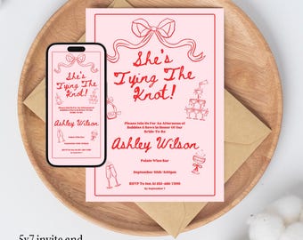 Tying The Knot Bridal Shower Invitation Template | Editable Canva Template | Instant Download | Elegant Bridal Shower | Custom Invitation