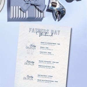 Customizable Fathers Day Itinerary Template - Editable Weekend Plans for Dad - Personalized Gift Schedule Printable