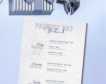 Customizable Fathers Day Itinerary Template - Editable Weekend Plans for Dad - Personalized Gift Schedule Printable