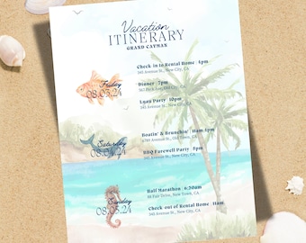 Tropical Vacation Itinerary Template, Editable Island Trip Planner (Canva)