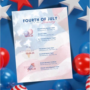 Fourth of July Itinerary | Red, White & Blue Trip Planner | Independence Day Schedule | Holiday Itinerary for Families, Vacations, Getaways