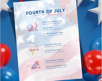 Fourth of July Itinerary | Red, White & Blue Trip Planner | Independence Day Schedule | Holiday Itinerary for Families, Vacations, Getaways