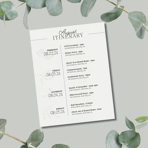 Elegancki szablon planu podróży na weekend | Niestandardowy harmonogram długiego weekendu | Plan podróży do druku na święta, ukończenie szkoły lub specjalne wydarzenie/okazję