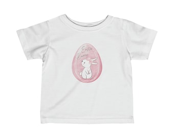 Camiseta rosa con huevo de conejito de Pascua