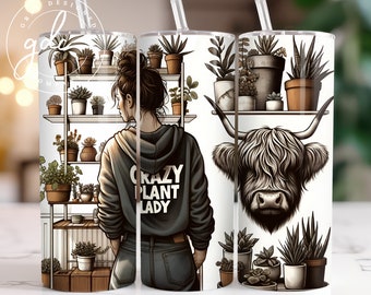 Crazy Plant Lady Tumbler Wrap: Succulents Sublimation Design (Digital Download)