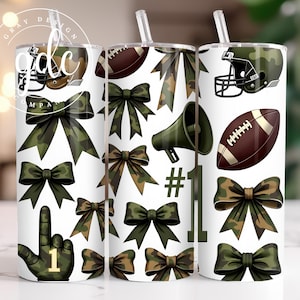 Camo Football Tumbler Wrap 20 oz Skinny Tumbler Wrap Design Sublimation Design Digital Download PNG Instant DIGITAL Football Team Tumbler