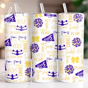 Cheer Tumbler Wrap 20 oz Skinny Tumbler Wrap Design Sublimation Design Digital Download PNG Instant DIGITAL only, Cheerleader Tumbler