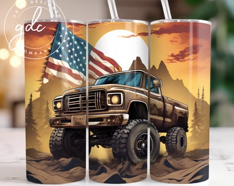 American Flag Truck 20oz Tumbler Sublimation Design (Digital Download)